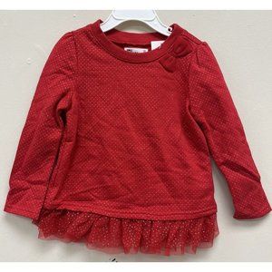 Epic Threads Girl's Size 2T Red Metallic Shine Top with Accent Bow NWT L710AFA